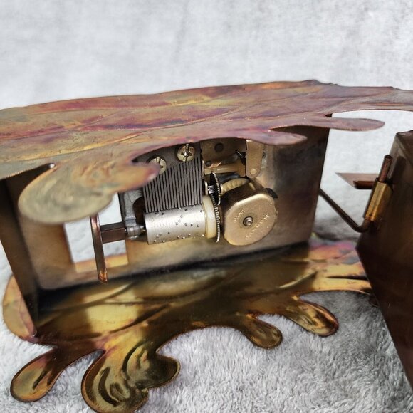 Vintage Copper Art Musical Kinetic Sailing Ship Plays Beyond the Reef Music - Picture 13 of 16